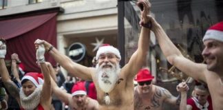 Weihnachtsmänner halten sich fit in Budapest