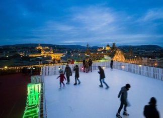 Schlittschuhlaufen mit atemberaubendem Ausblick von Budapester Hotel!
