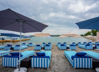 Der weiße Sandstrand am Rande von Budapest