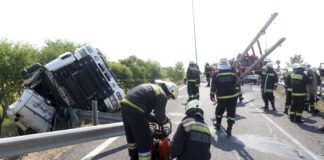 LKW stürzte in Miskolc um!