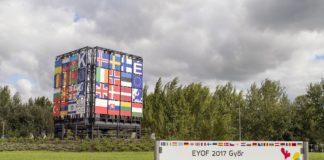 Spektakuläre Dekoration erinnert an EYOF in Györ
