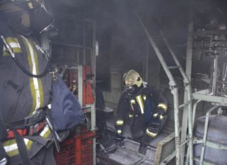 Feuer im Historischen Eisenbahn-Park in Budapest