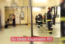Fun :) Ungarische Feuerwehr beim Zumbatraining im Gerätehaus