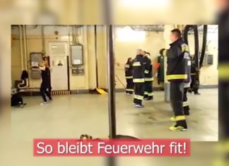 Fun :) Ungarische Feuerwehr beim Zumbatraining im Gerätehaus