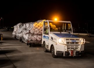 Material für Schutzmasken: Nachschub am Flughafen Budapest eingetroffen!