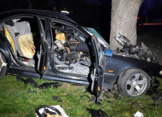 Frontal gegen Baum Richtung Gyula!