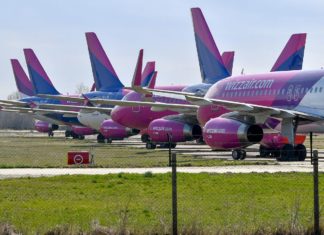 Flughafen Debrecen derzeit Parkplatz für Teile der Wizzair Flotte