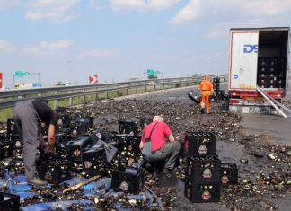 Jede Menge Bier auf der Autobahn bei Miskolc!