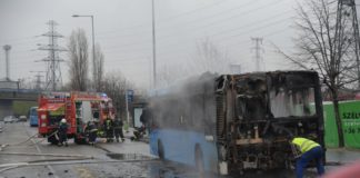 Bus komplett ausgebrannt in Budapest