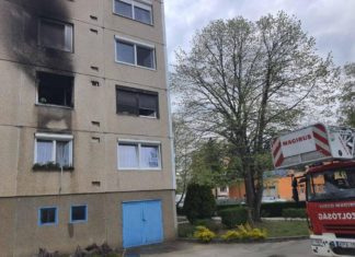 Feuer in Hochhaus in Sárvár!