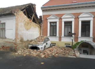 Hauswand stürzt in Debrecen ein!