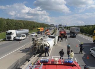 Budapest Autobahn M0 – Betonmischer umgestürzt!