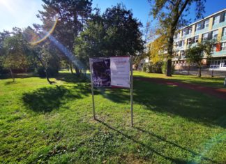 Der wunderschöne kleine Stadtpark in Györ an der Wesselényi Strasse