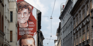 Riesiges Wandgemälde für zwei ungarische Nobelpreisträger